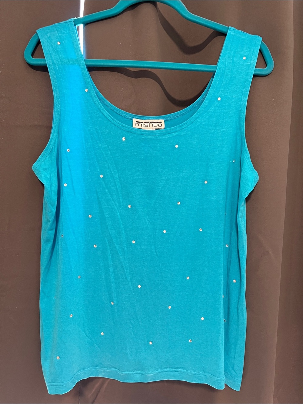 Mishca Turquoise Studded Scoop Neck Tank